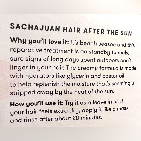 NEW Sachajusn Hair After the Sun. Leave on or rinse out. 100 ml. - Picture 3 of 8